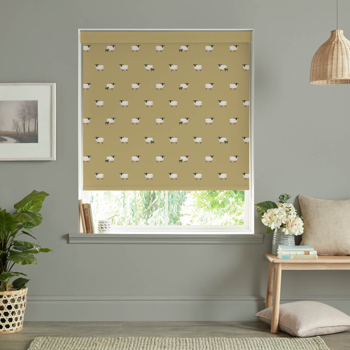 Sheep Ochre Roller Blind Sample