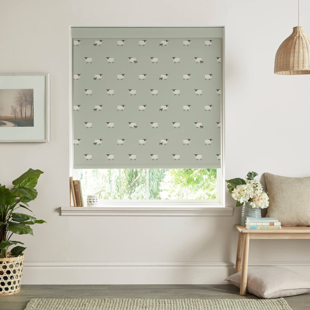 Sheep Sage Roller Blind Sample