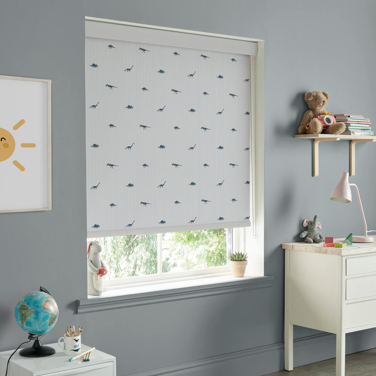 Dinosaurs Navy Roller Blind Sample