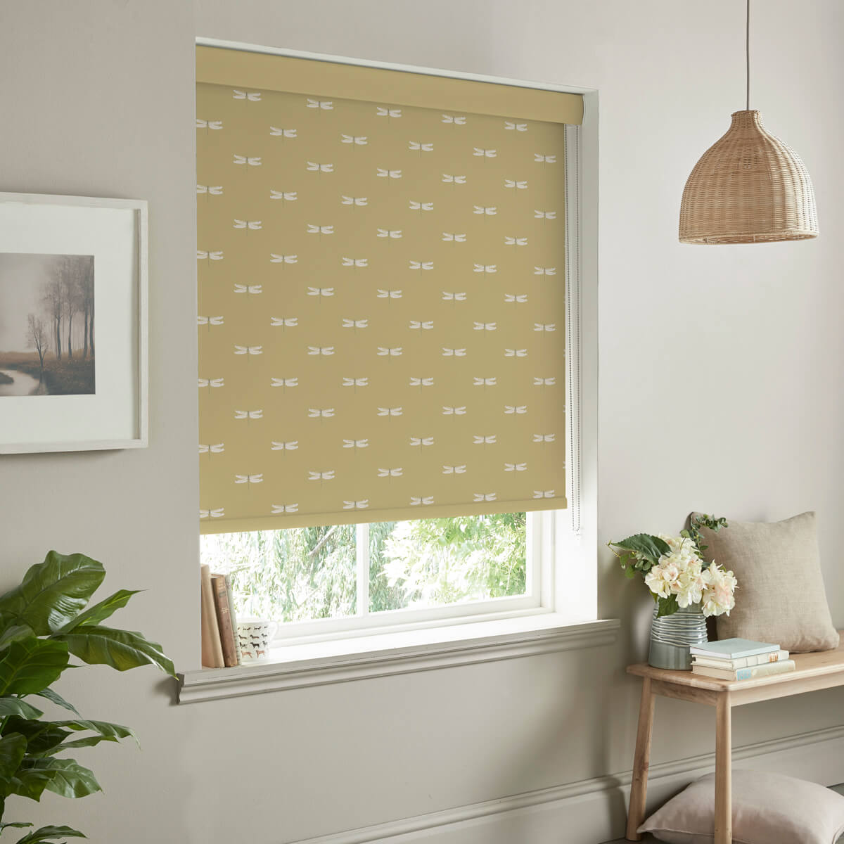 Dragonfly Deep Mustard Roller Blind Sample