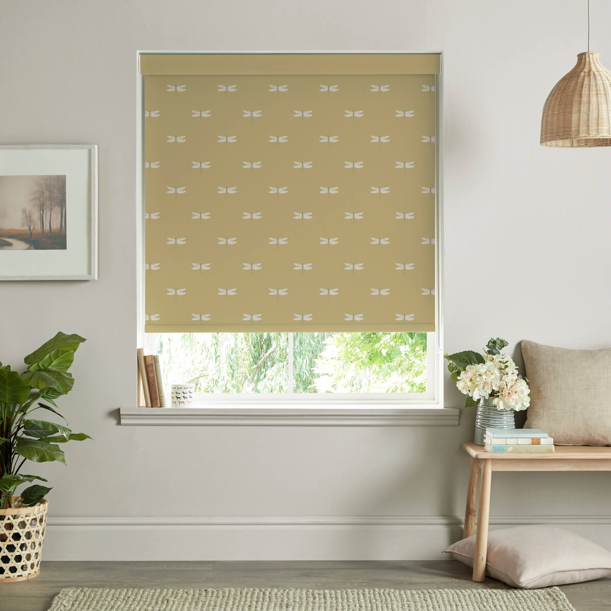 Dragonfly Deep Mustard Roller Blind Sample