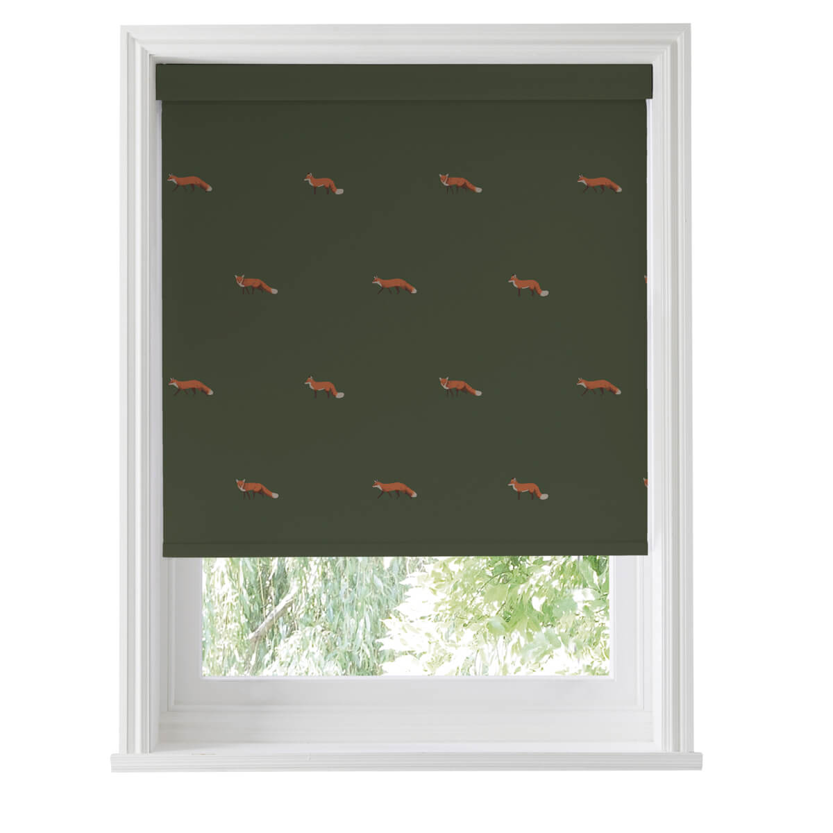 Foxes Forest Green Roller Blind Sample