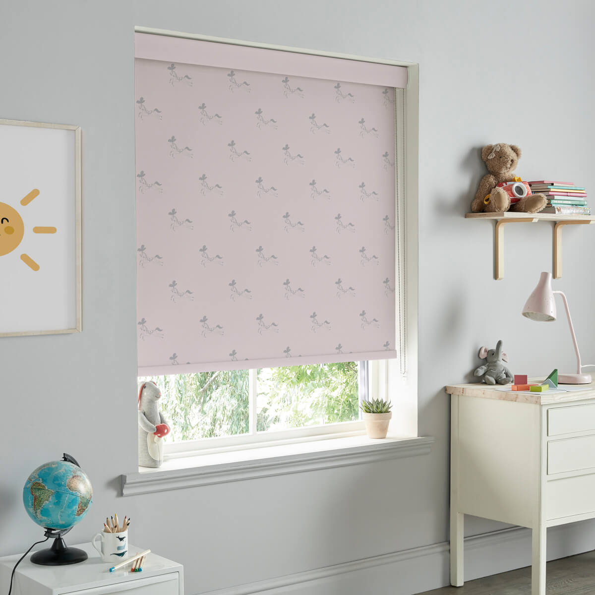 Fairground Ponies Soft Pink Roller Blind Sample