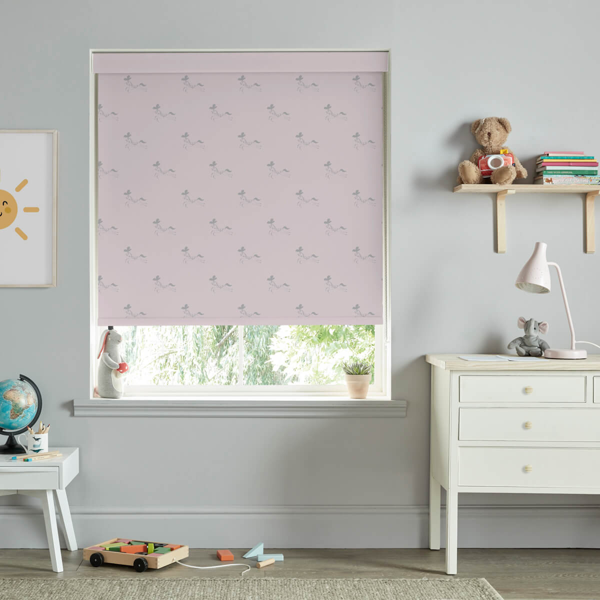 Fairground Ponies Soft Pink Roller Blind Sample