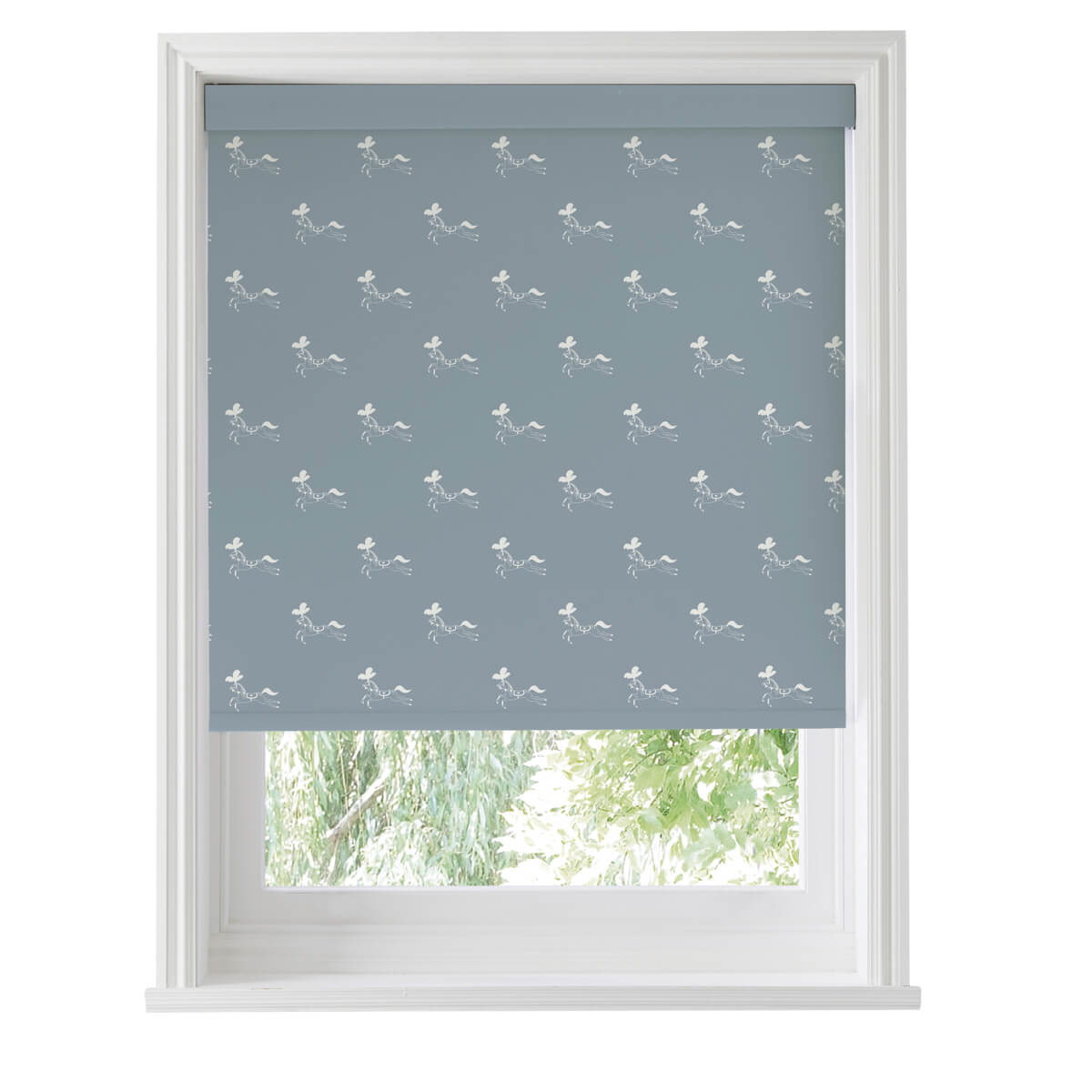 Fairground Ponies Teal Roller Blind Sample