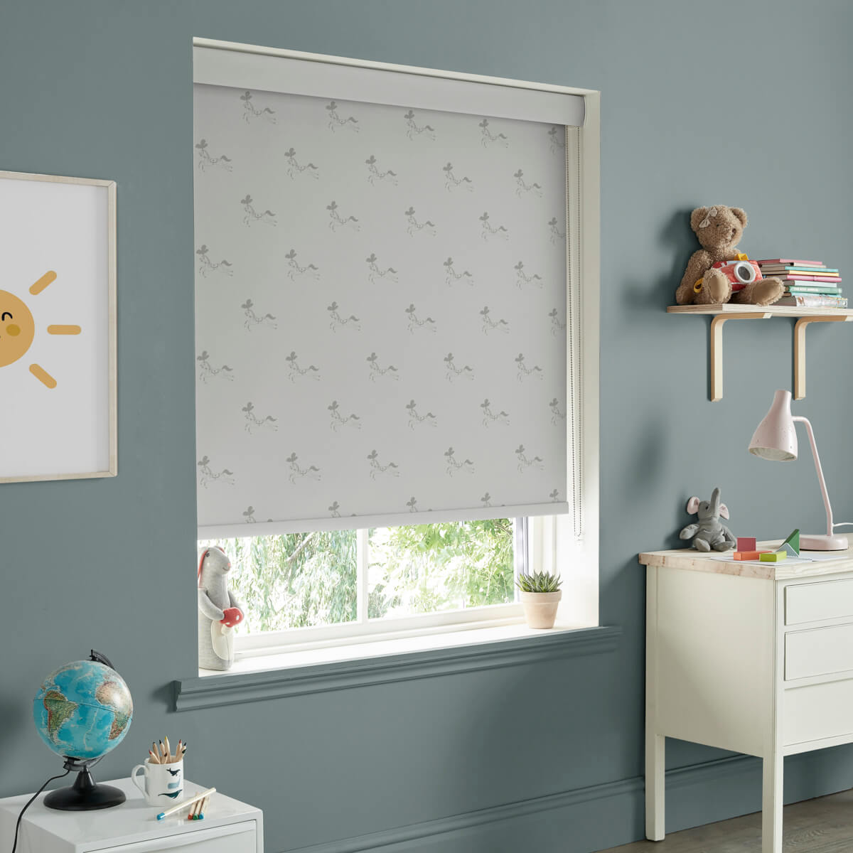 Fairground Ponies Warm Grey Roller Blind Sample