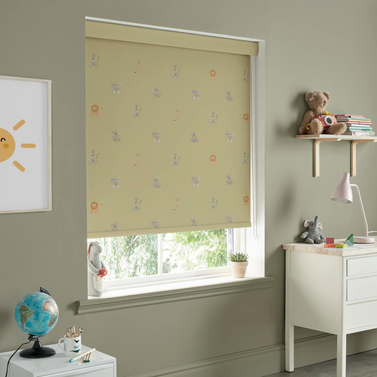 Bears & Balloons Soft Mustard Roller Blind Sample