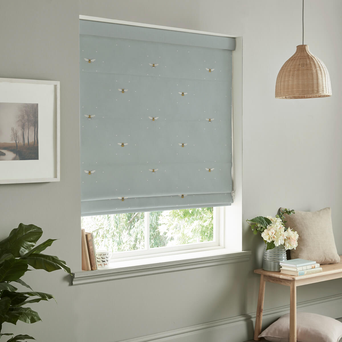 Bees Sky Curtains/Roman Blind Sample