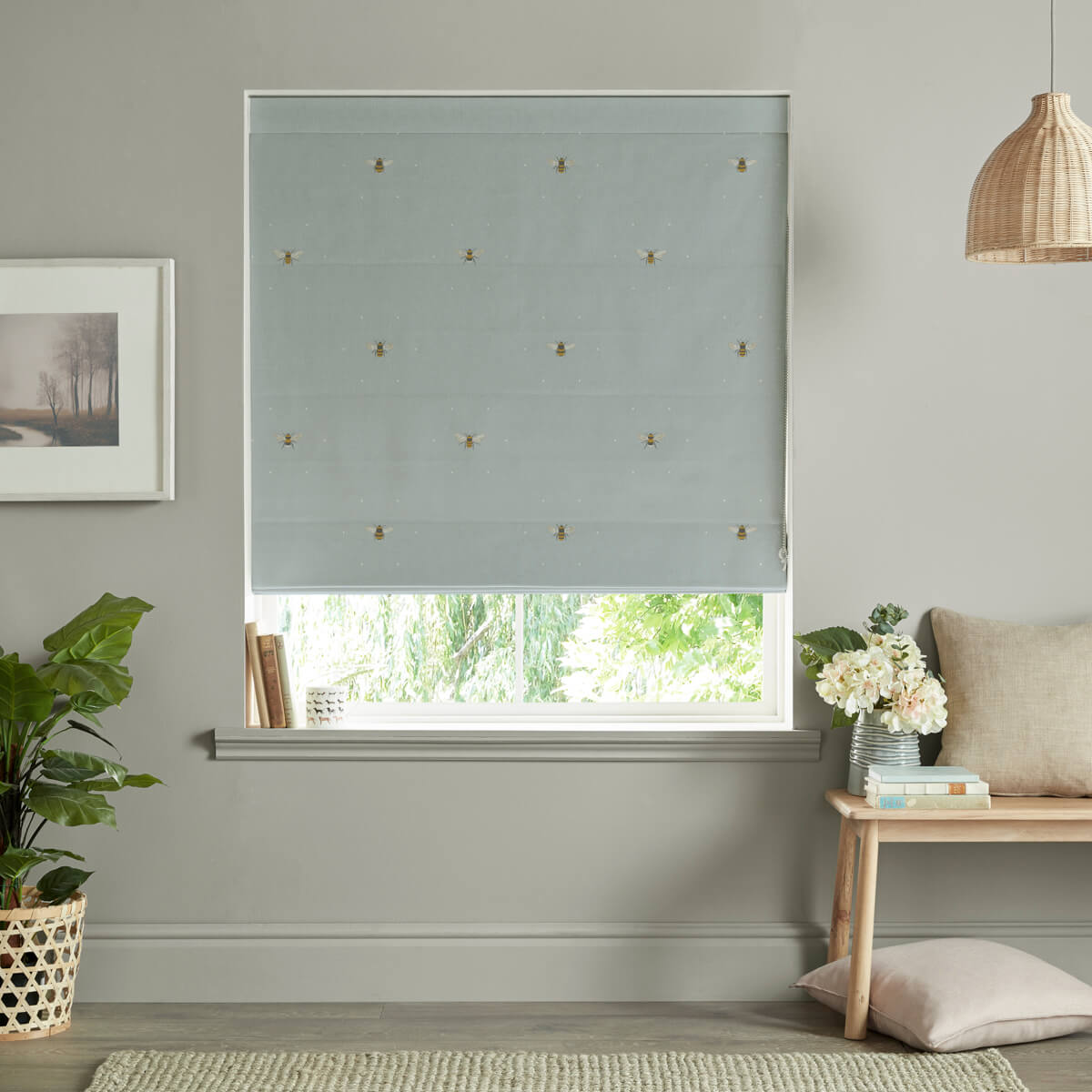 Bees Sky Curtains/Roman Blind Sample