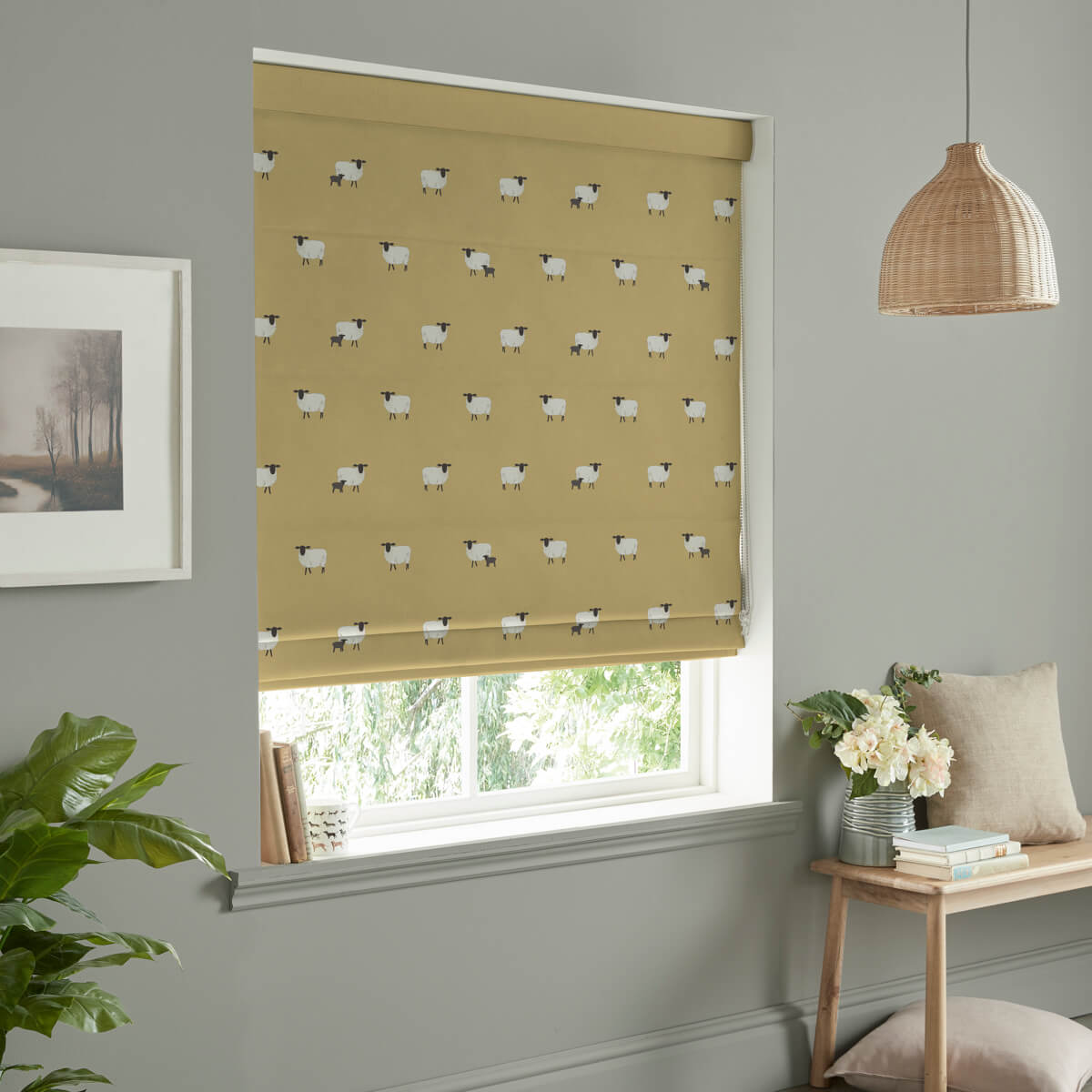 Sheep Ochre Curtains/Roman Blind Sample