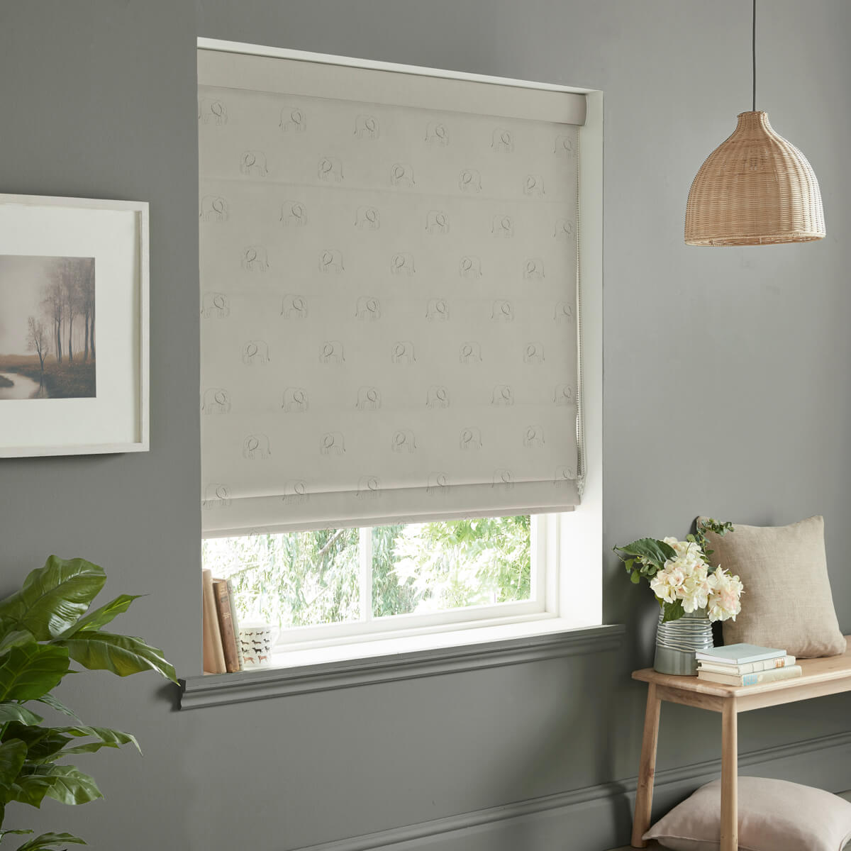 Elephant Slate Grey Curtains/Roman Blind Sample