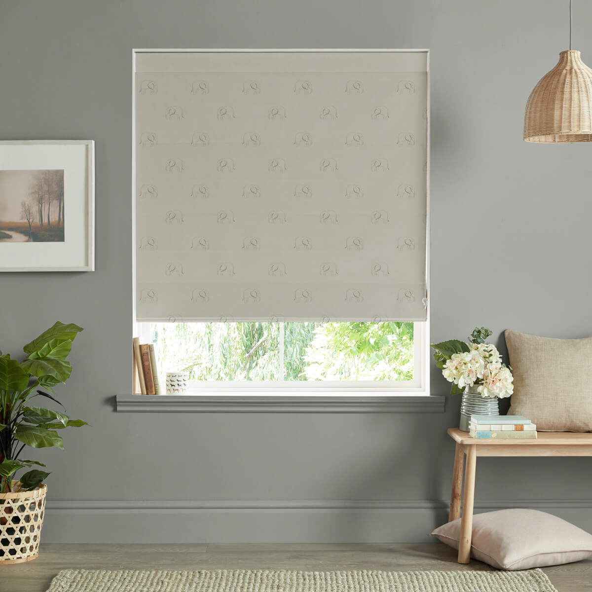 Elephant Slate Grey Curtains/Roman Blind Sample