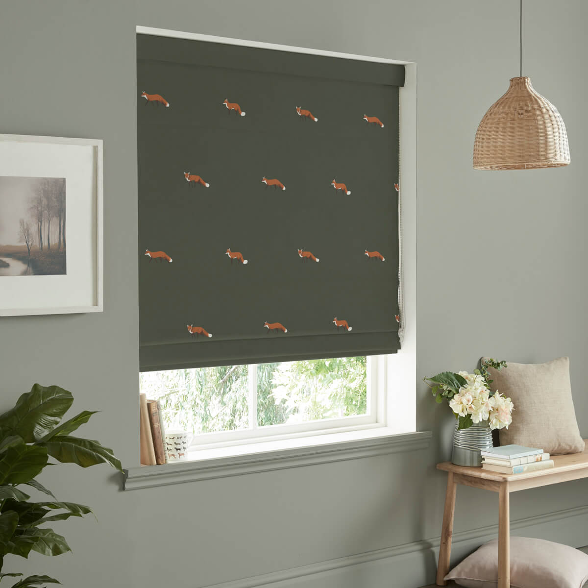 Foxes Forest Green Made to Measure Roman Blind