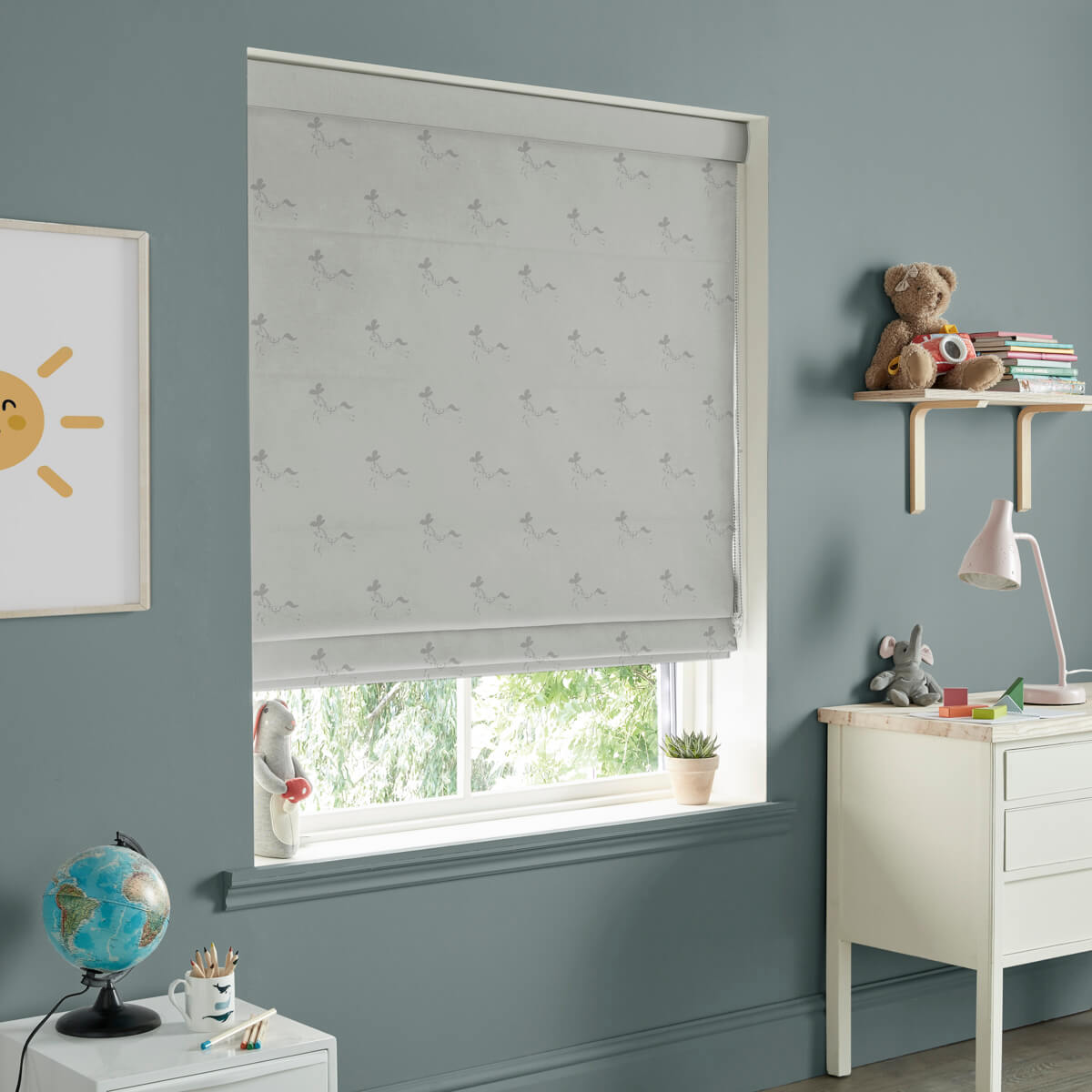 Fairground Ponies Warm Grey Curtains/Roman Blind Sample