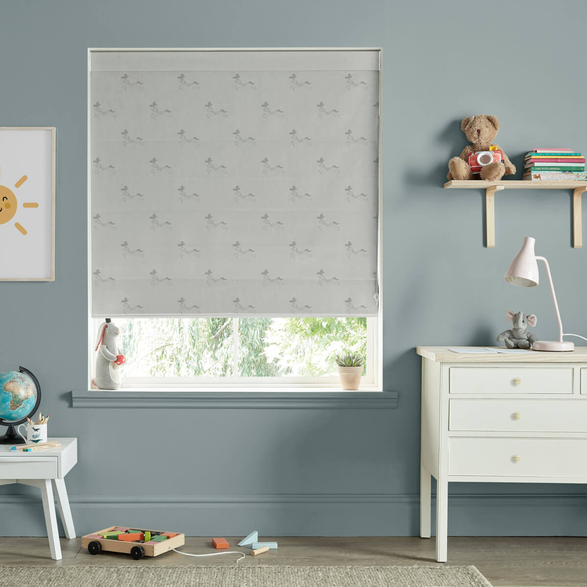 Fairground Ponies Warm Grey Curtains/Roman Blind Sample