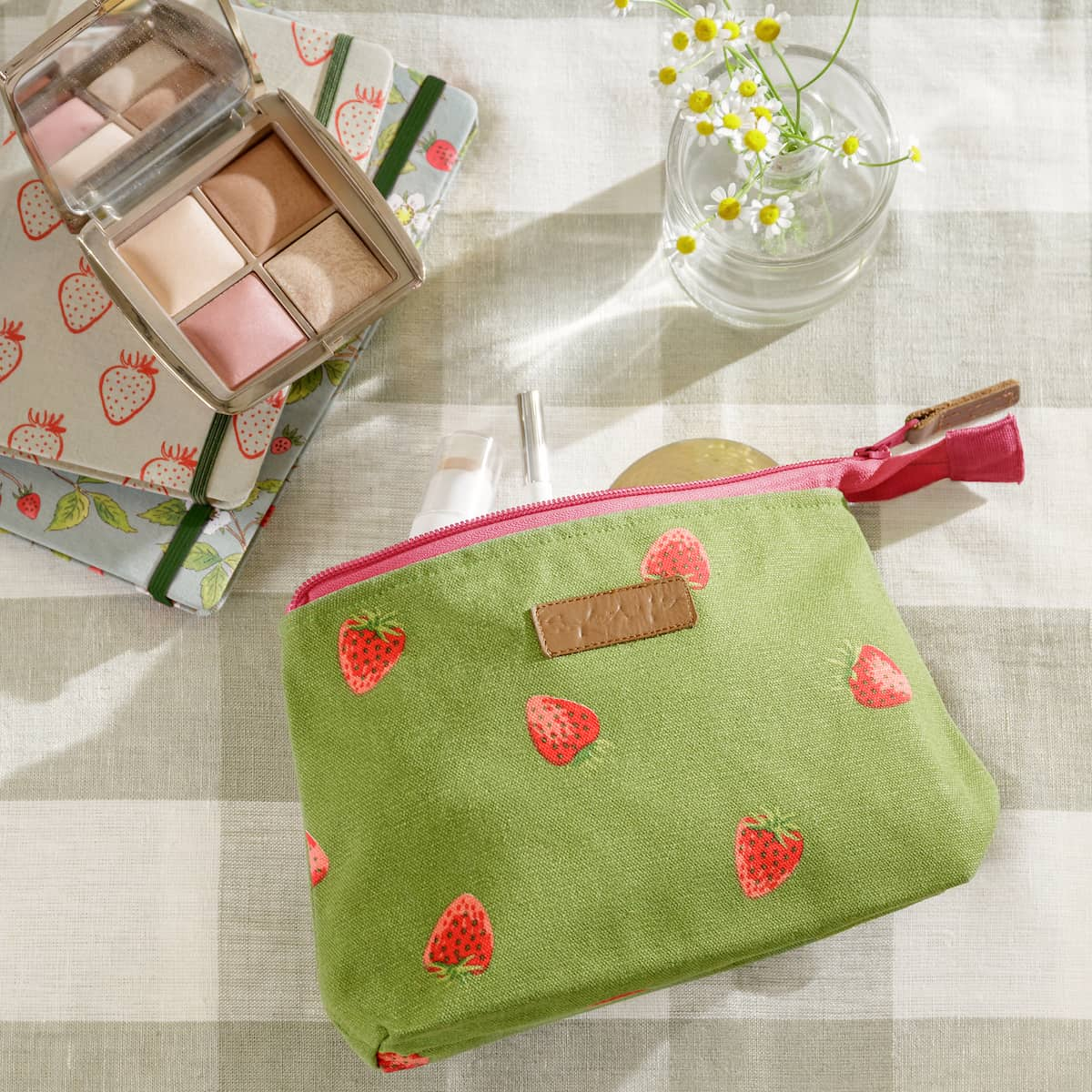 Strawberries Canvas Makeup Bag