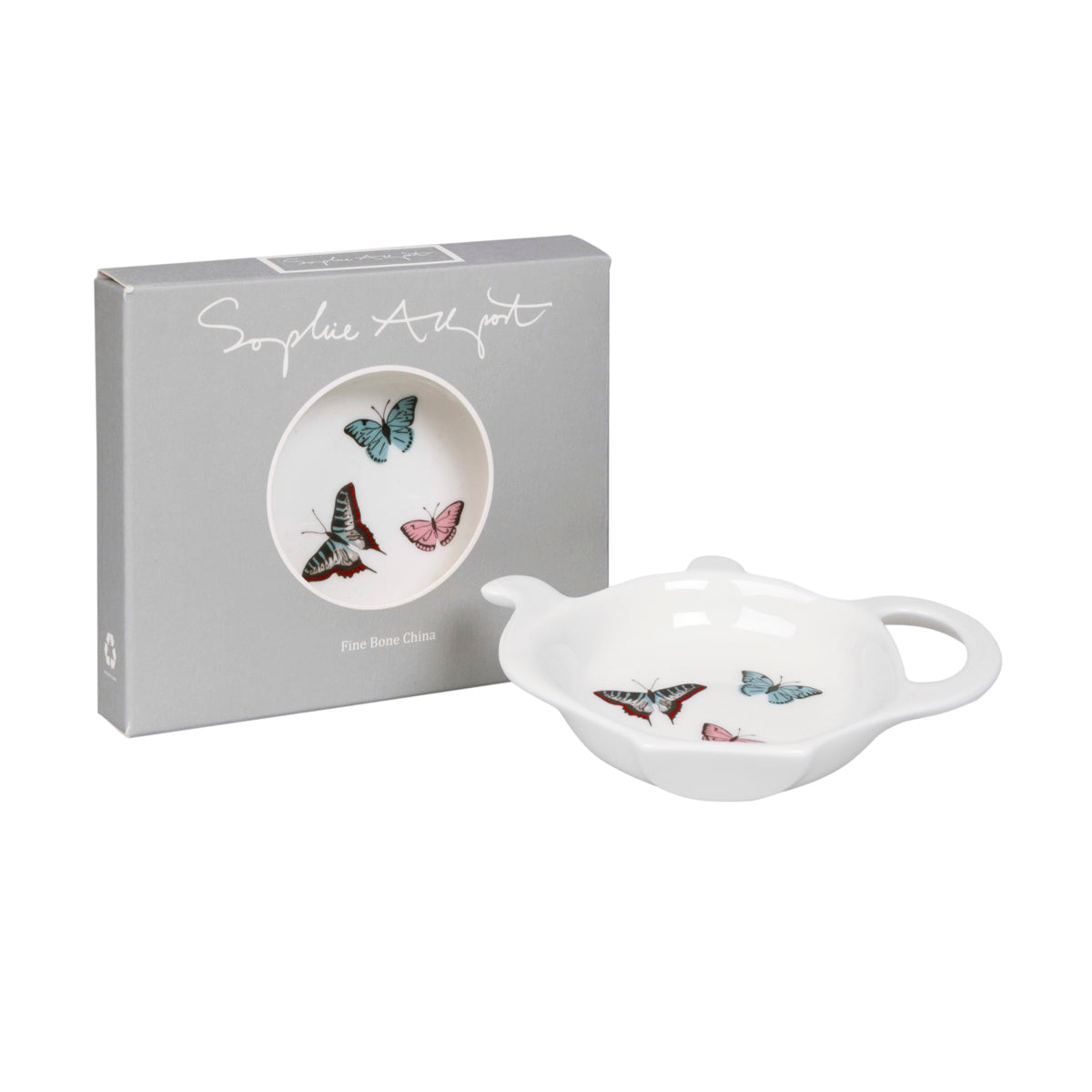 Fine bone china butterflies tea bag tidy by Sophie Allport.